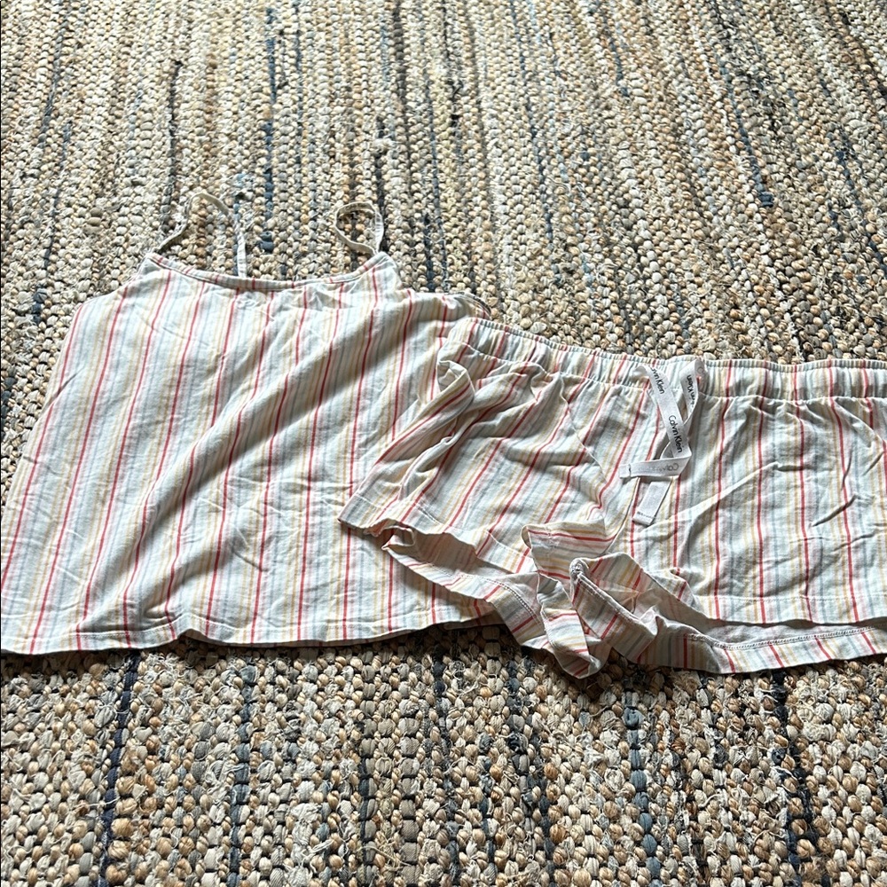 Calvin Klein 2pc Sleep Set - Medium - White & Pastel Striped - NWOT